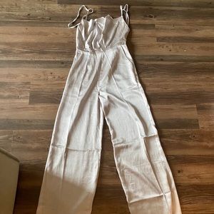 Silver/Gray wide leg jumpsuit with open back